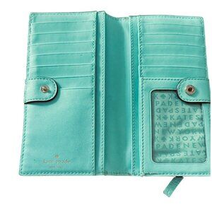 Kate Spade turquoise Large Slim Leather Wallet With Multiple Card Slots & ID Win